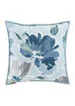 Mikayla Blue 18 Inch Square Quilted Decorative Throw Pillow
