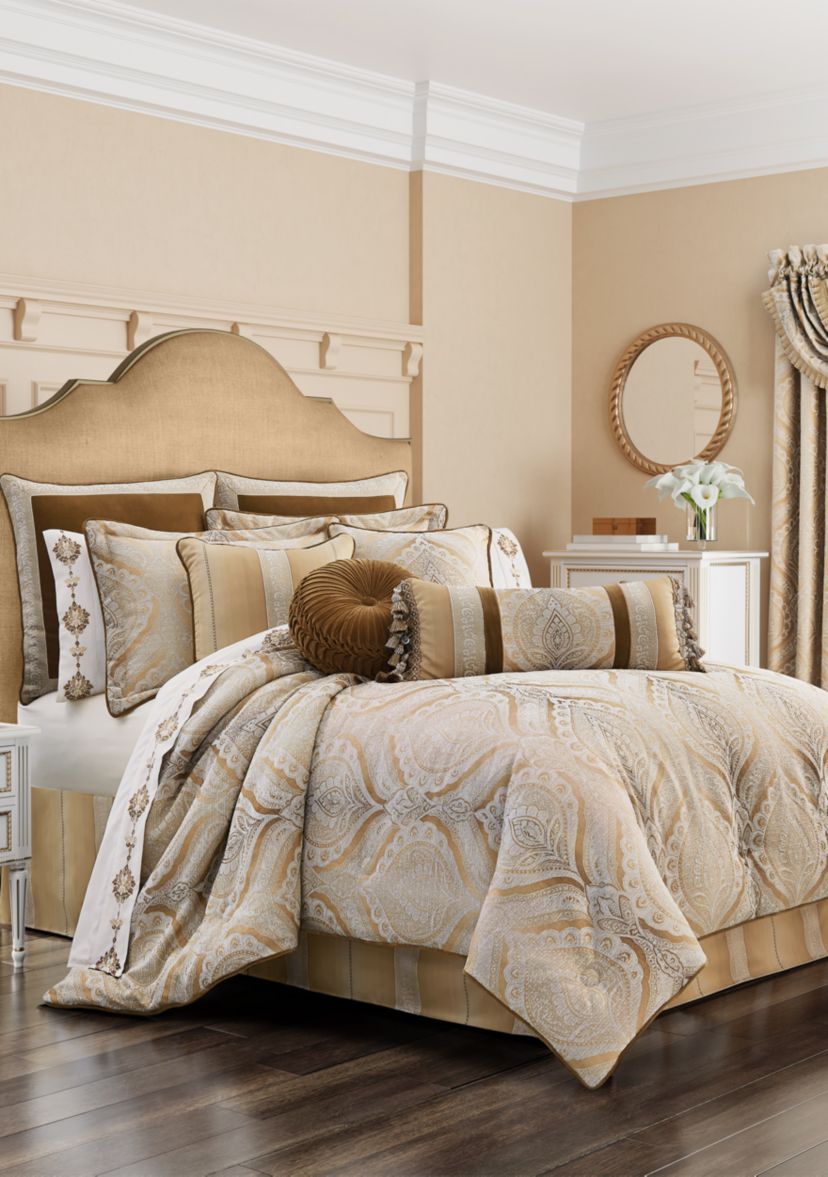 FA18 GIANNA GOLD Q CSET:Queen Comforter Set:GOLD