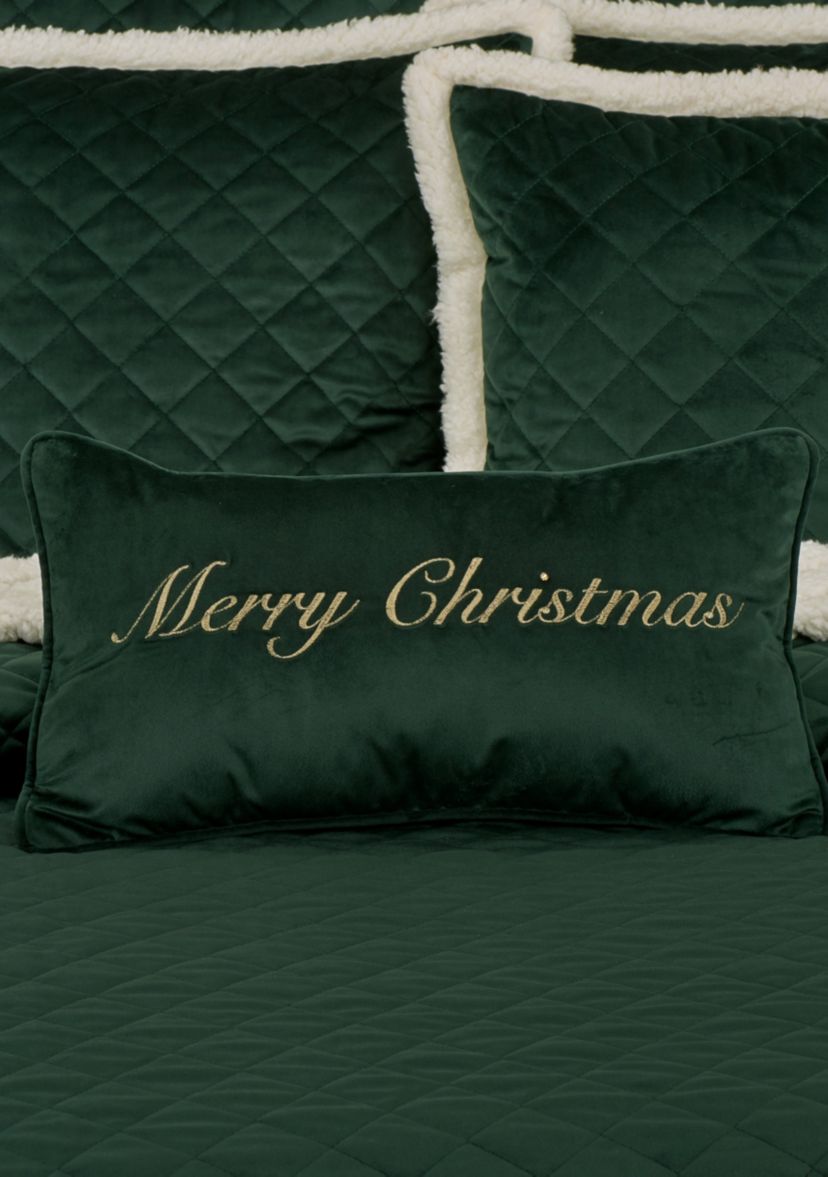 Merry Christmas Pillow Boudoir Embellished Decorative Throw Pillow