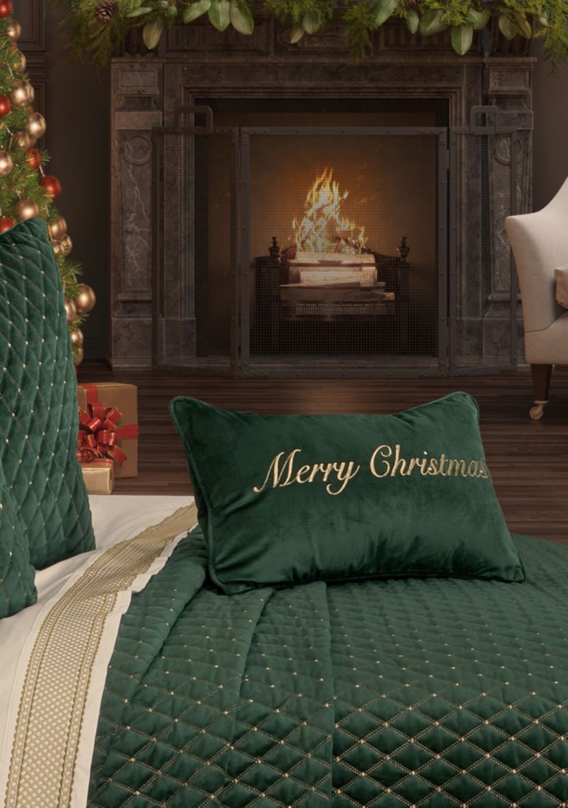 Merry Christmas Pillow Boudoir Embellished Decorative Throw Pillow