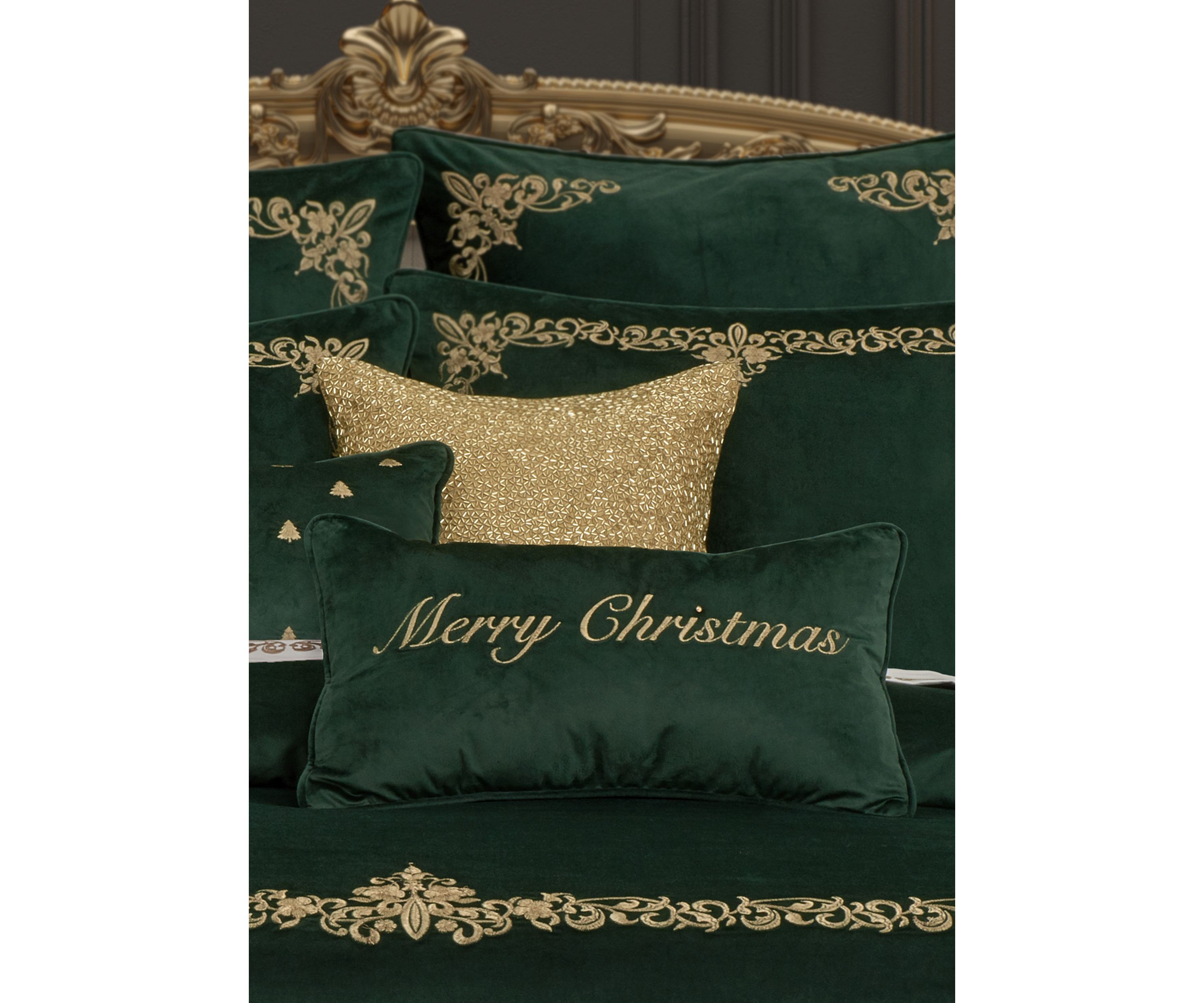 Merry Christmas Pillow Boudoir Embellished Decorative Throw Pillow