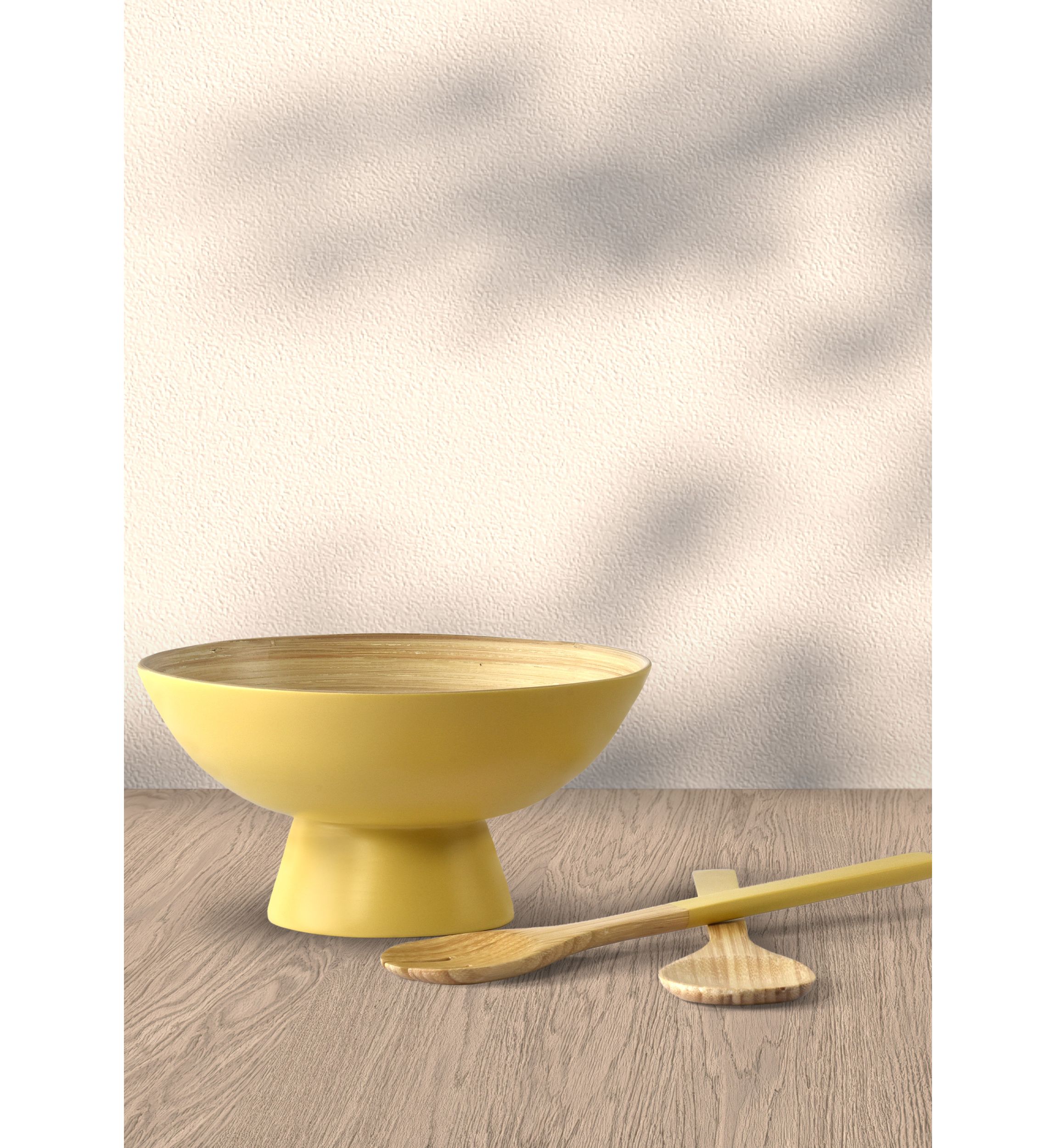 Tropics Bamboo Bowl And 2Pc. Utensil Set