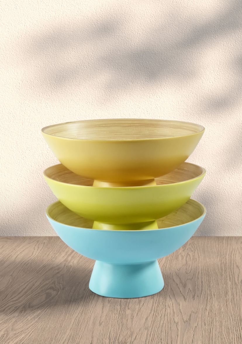 Tropics Bamboo Bowl And 2Pc. Utensil Set