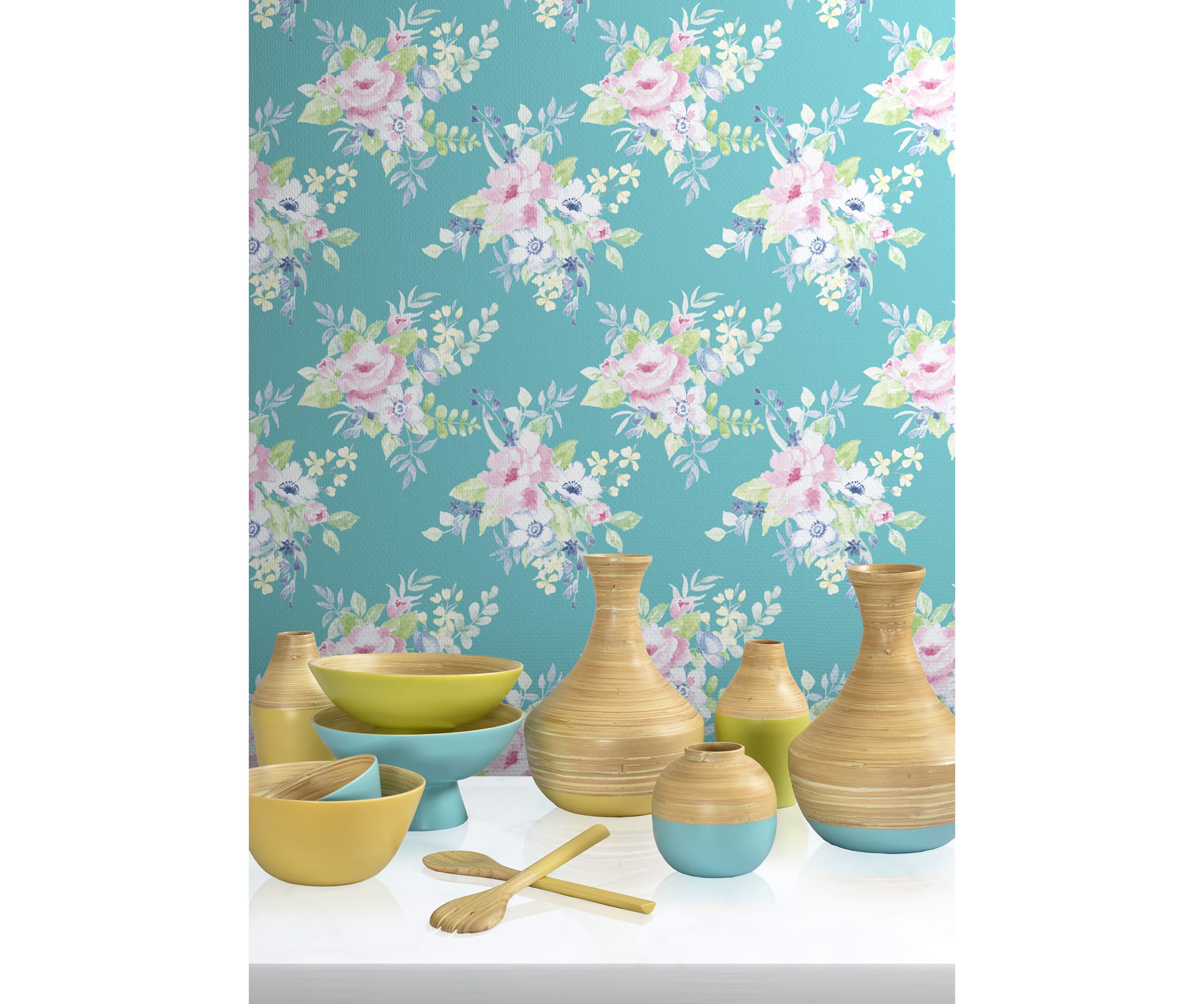 Tropics Bamboo Bowl And 2Pc. Utensil Set