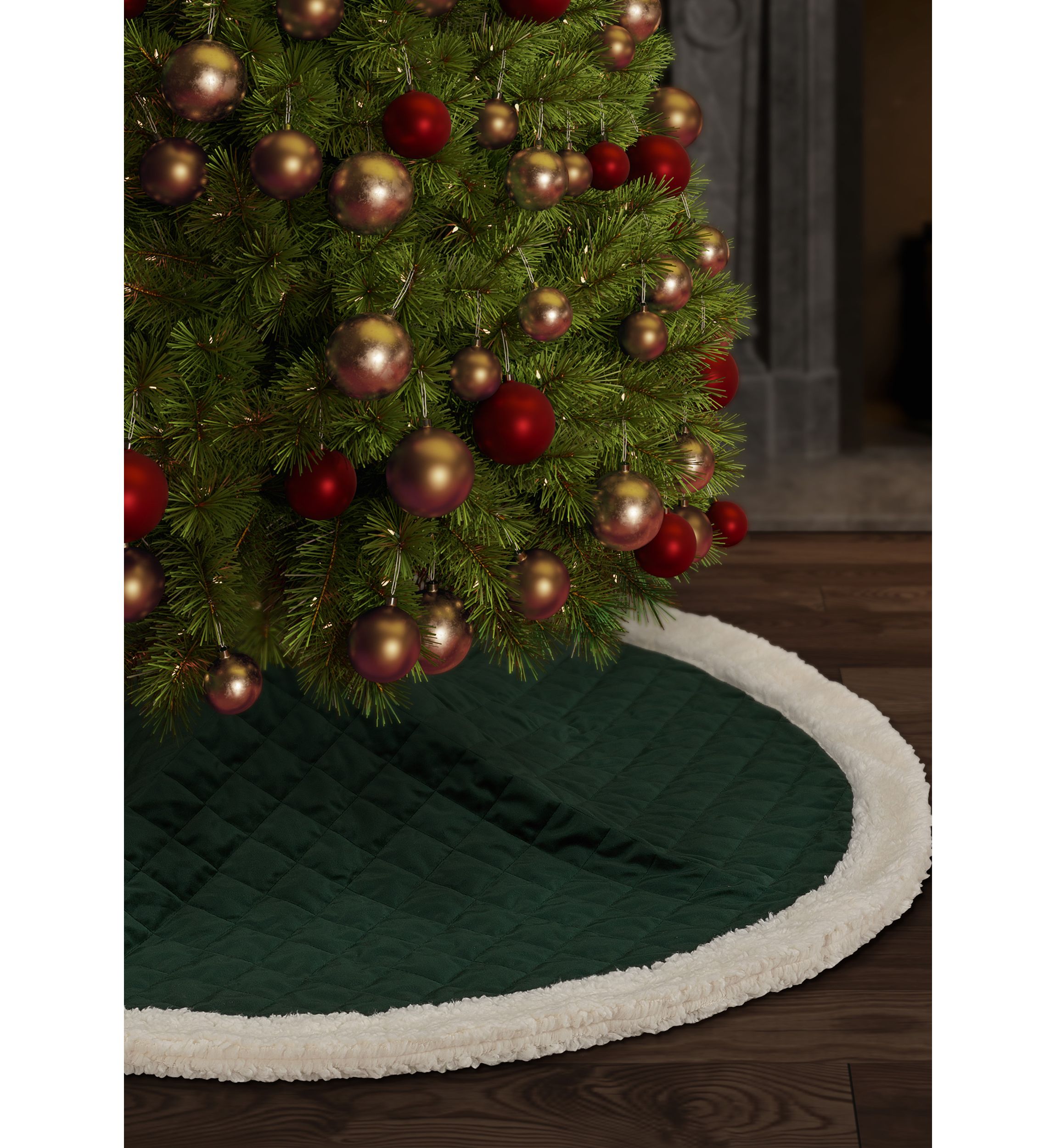 Casey Sherpa Quilted Christmas Tree Skirt