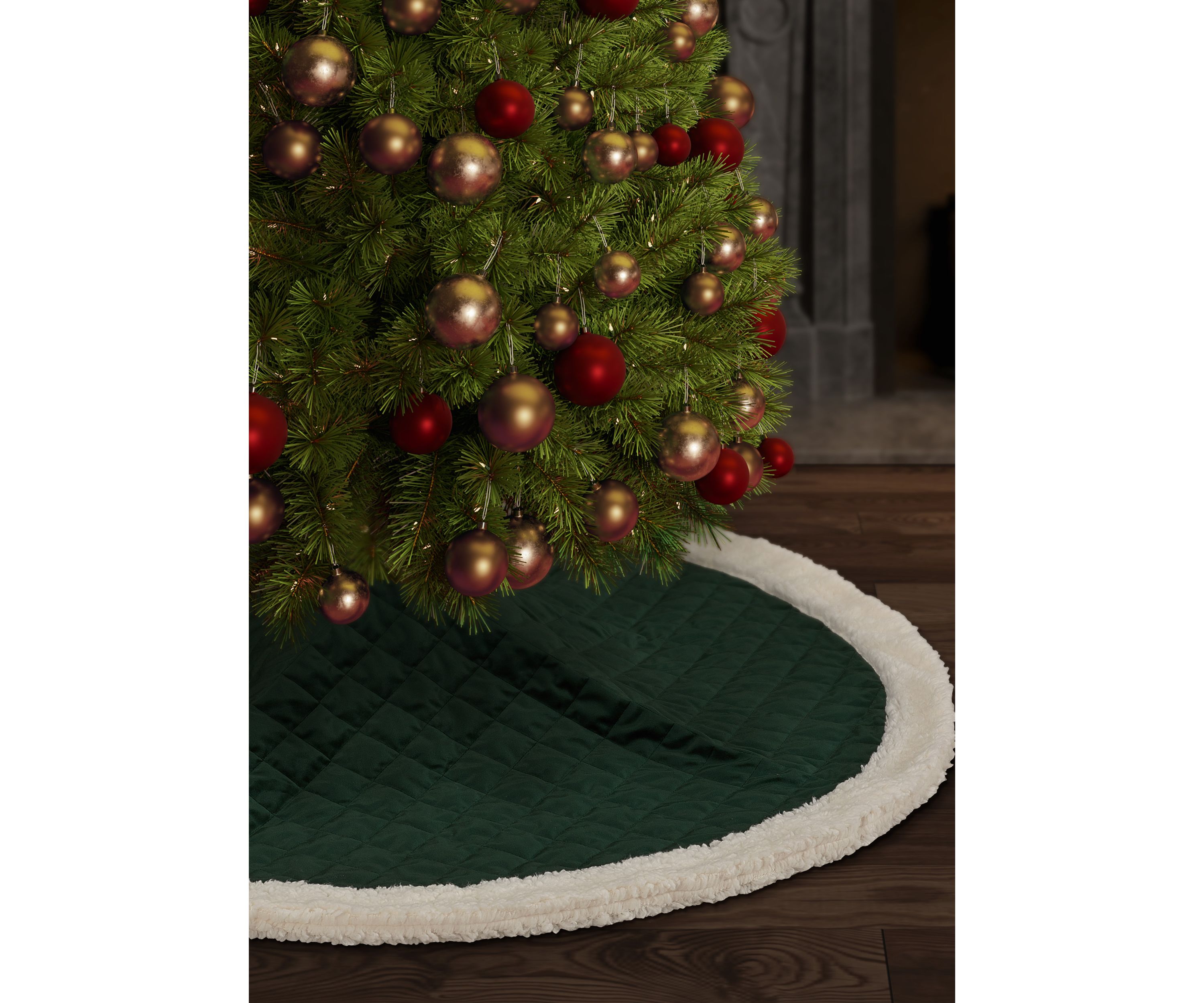 Casey Sherpa Quilted Christmas Tree Skirt