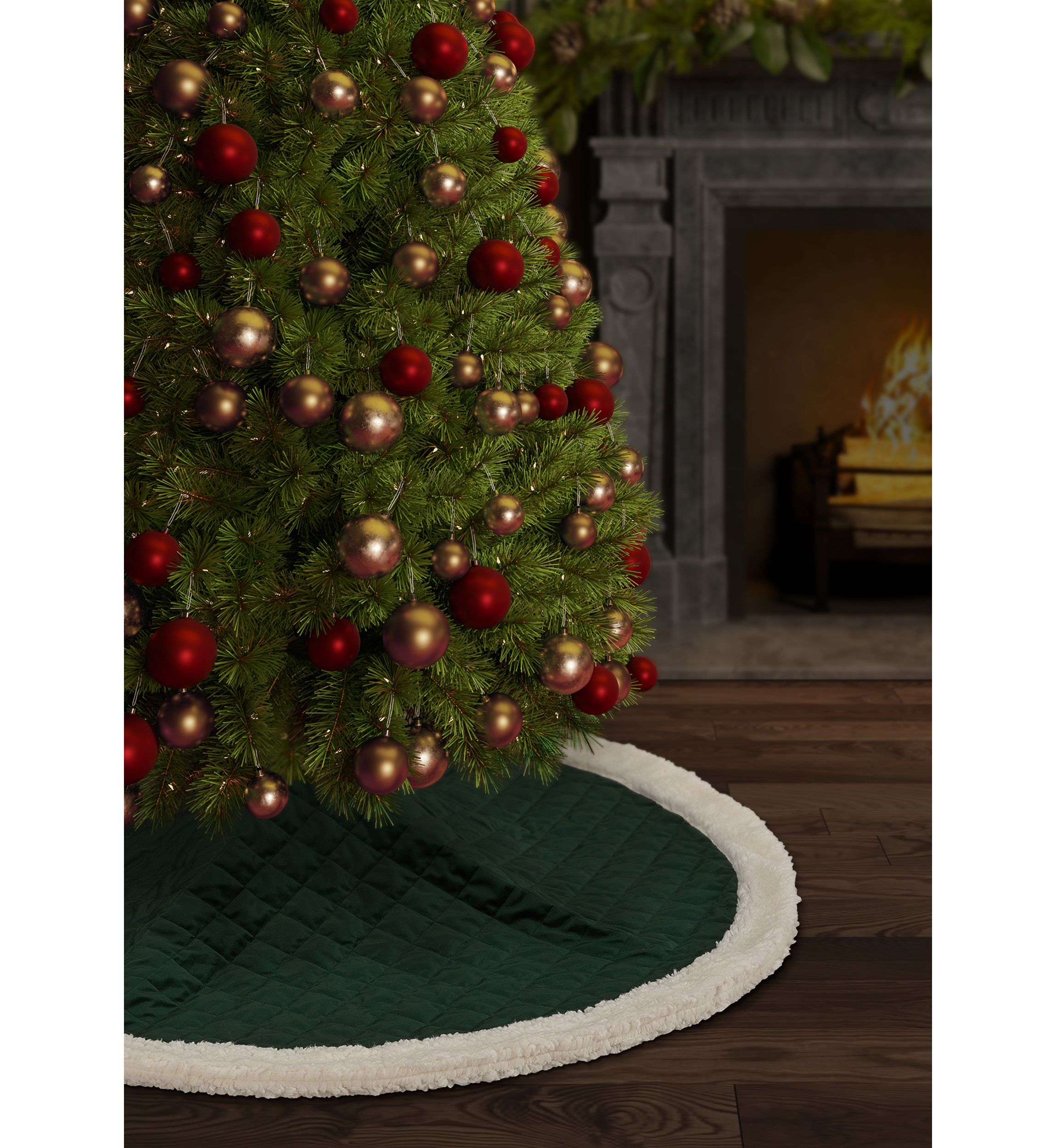 Casey Sherpa Quilted Christmas Tree Skirt