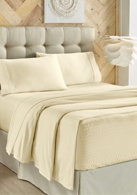 J. Queen New York Royal Fit 300TC 100% Cotton 4pc. Sheet Set, Ivory -  0193842100608