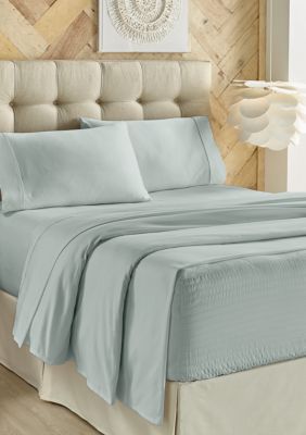 J. Queen New York Royal Fit 300TC 100% Cotton 4pc. Sheet Set, Light Blue -  0193842100660