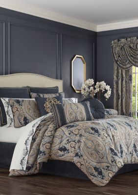 J Queen New York Monte Carlo 4 Piece Comforter Set, Queen - Navy