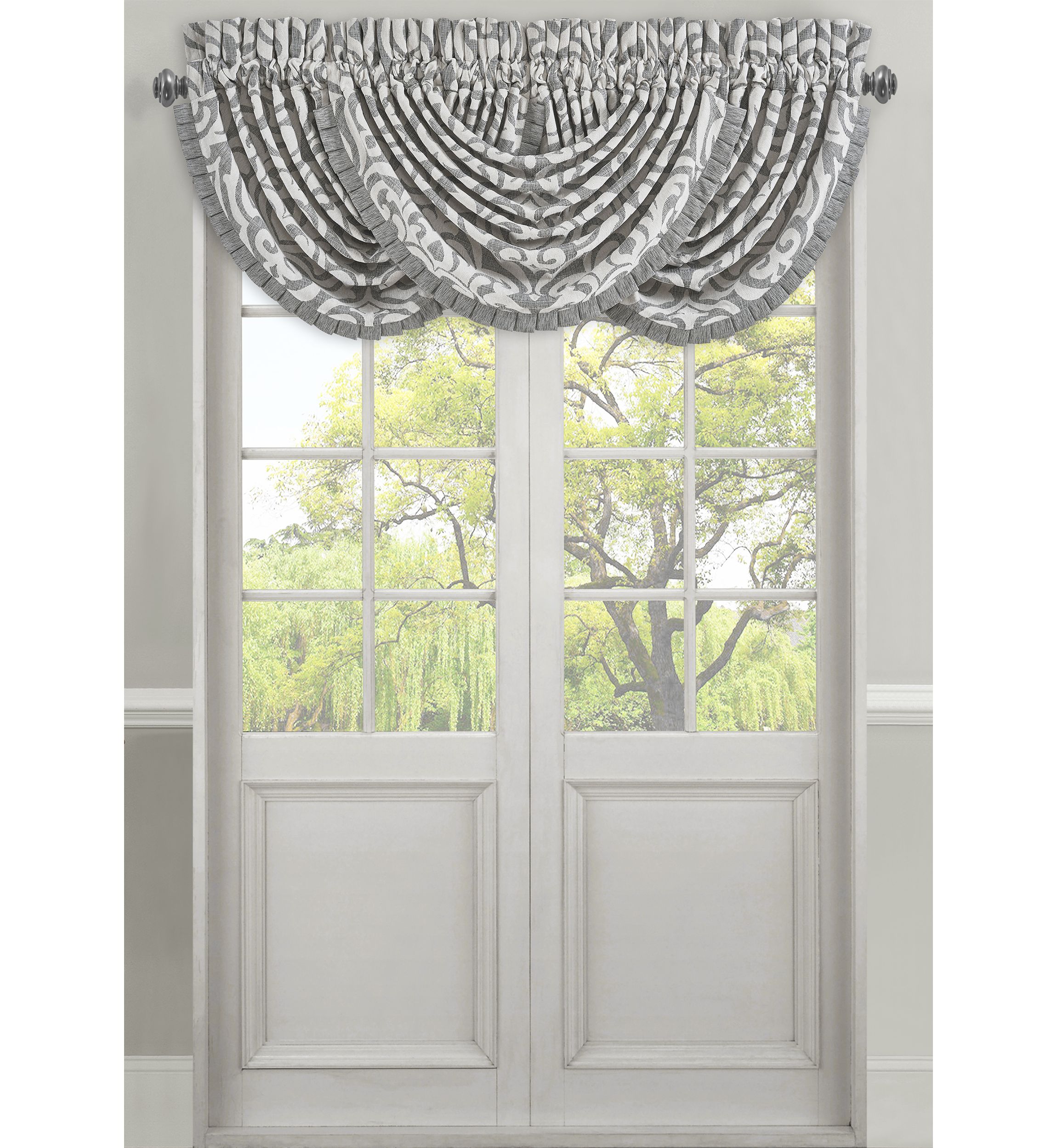 FA18 PIERCE CHARCOAL VALANCE:Swag  Tailored 1-50:CHARCOAL