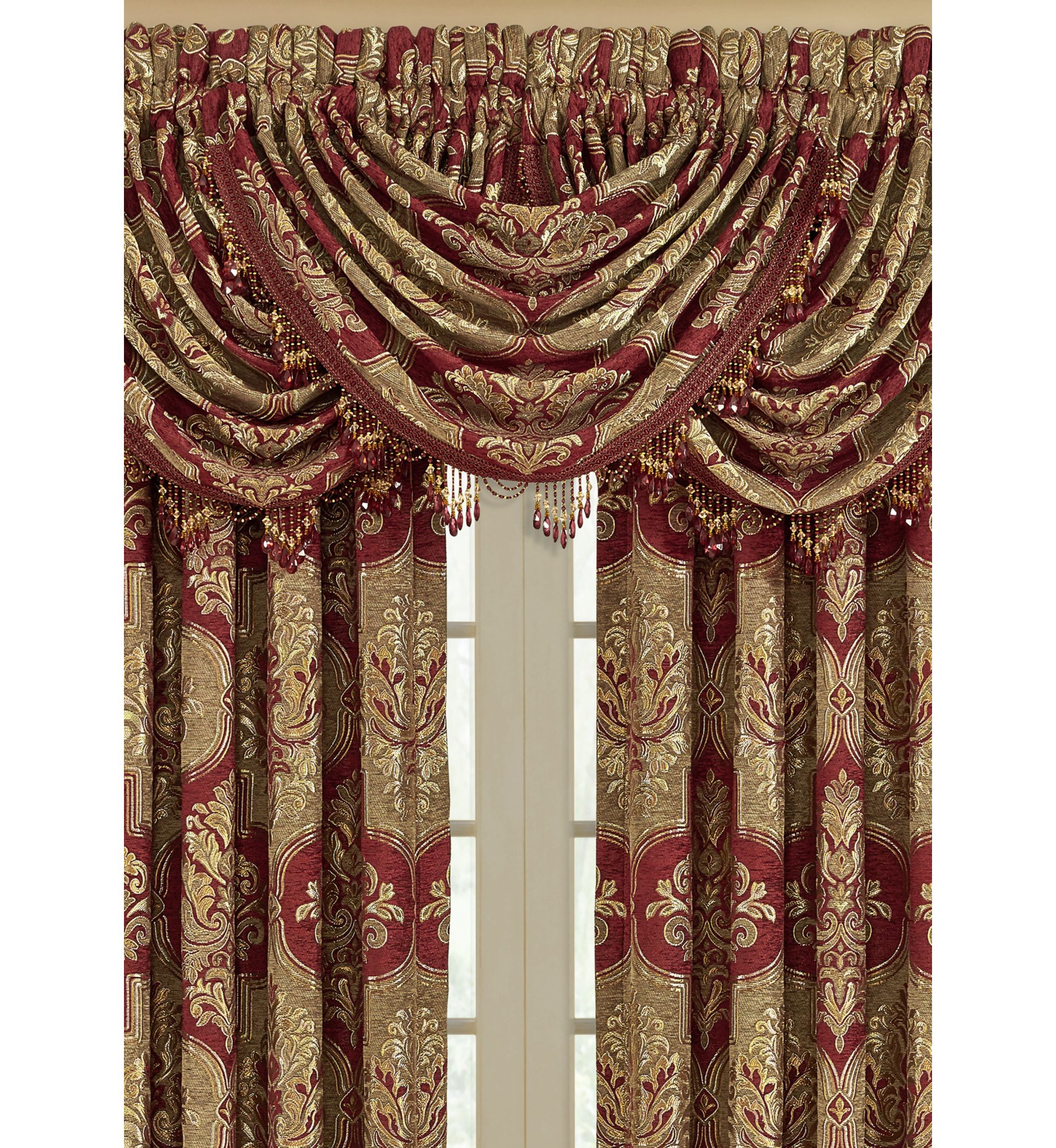 Maribella Crimson Waterfall Valance