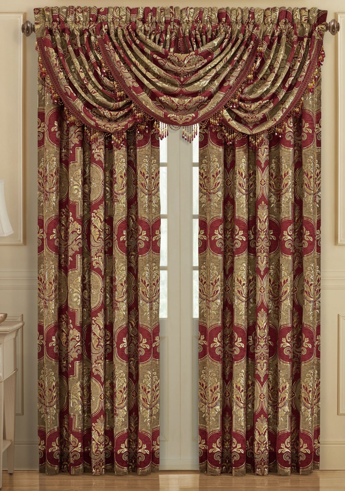 Maribella Crimson Waterfall Valance
