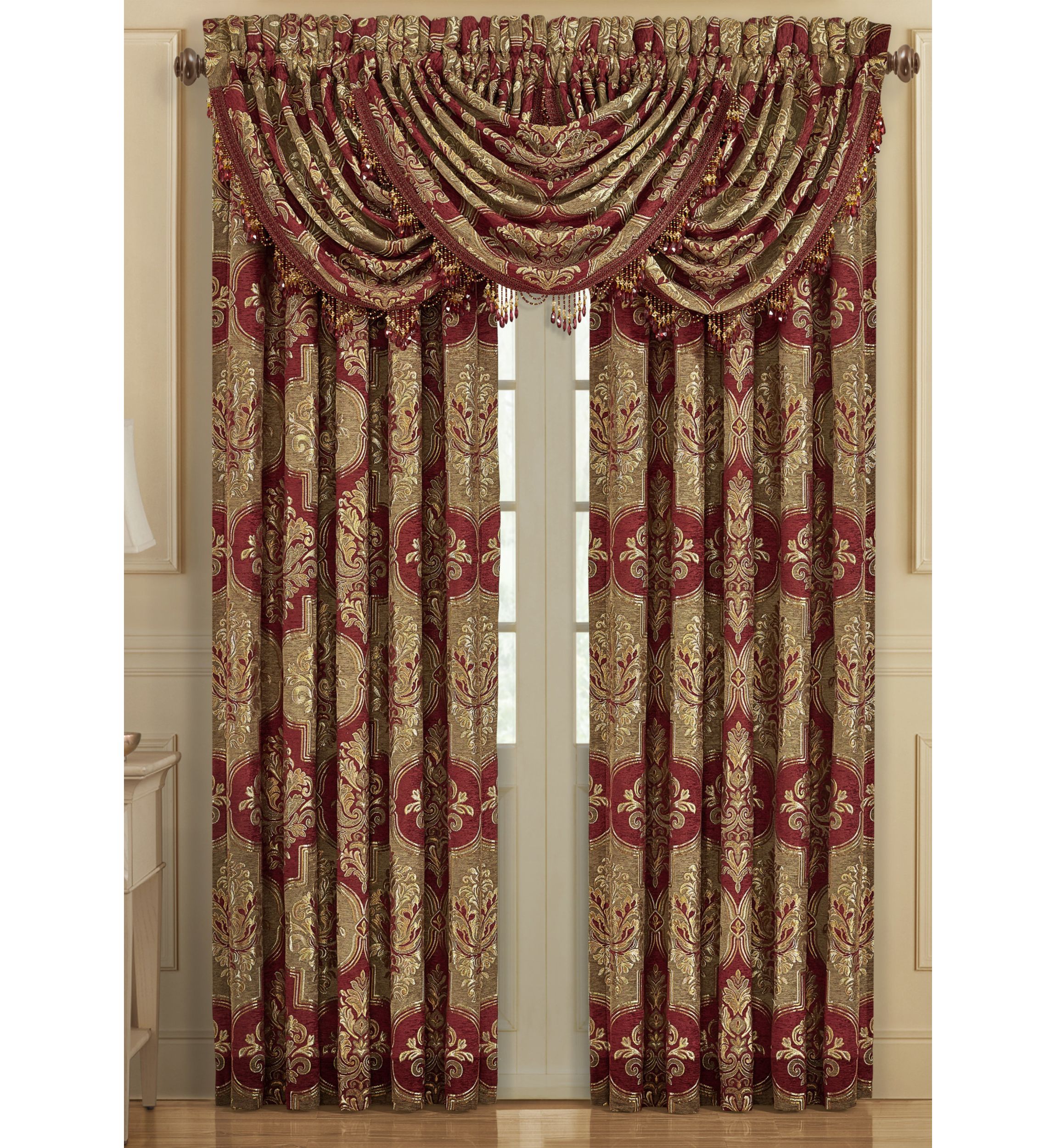 Maribella Crimson Waterfall Valance