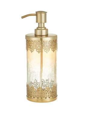 NEW J.QUEEN METALLIC PALE GOLD CHAMPAGNE CERAMIC SOAP DISPENSER 