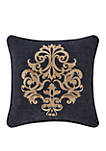 Luciana Indigo 18 Inch Square Embellished Decorative Throw Pillow
