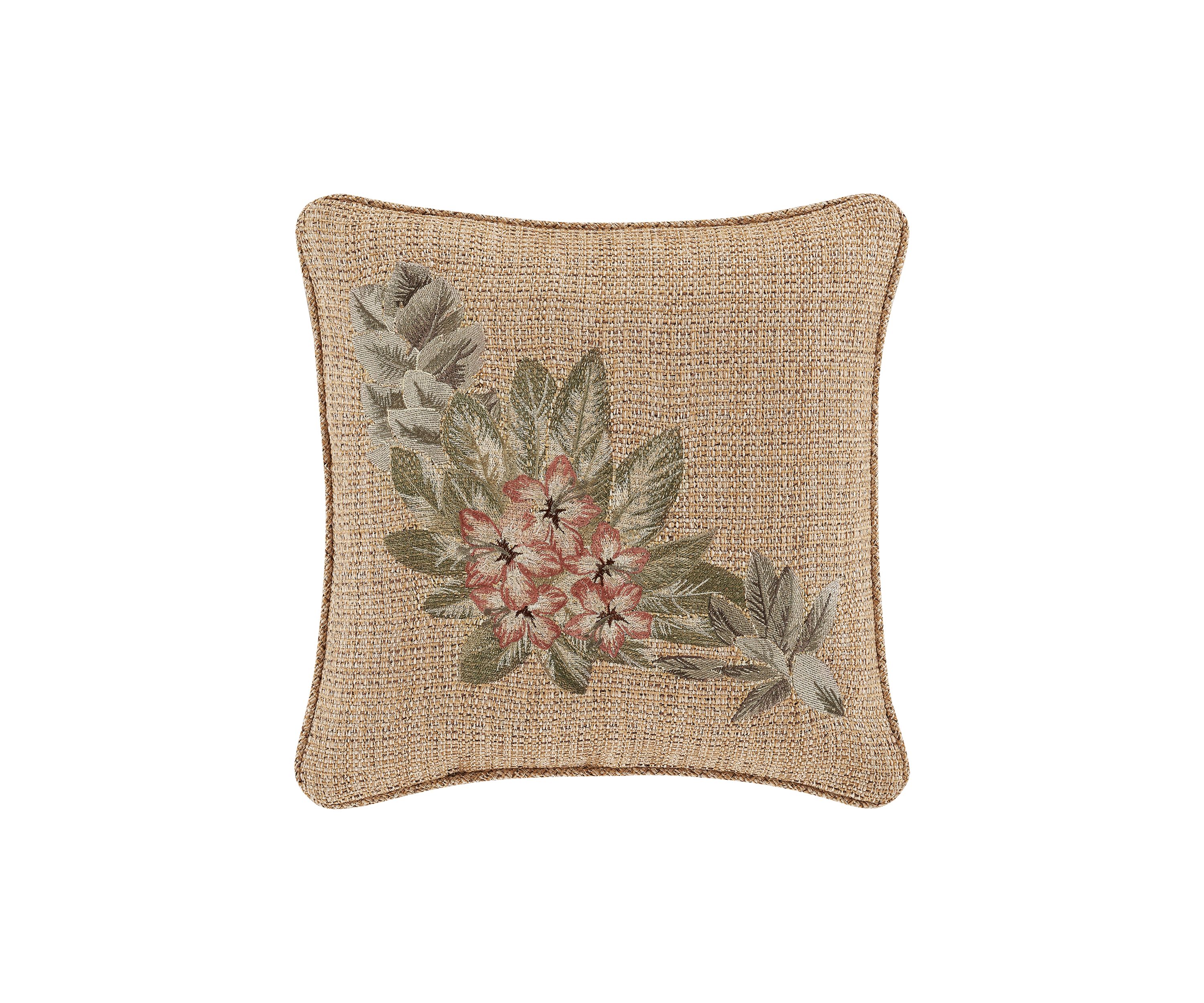 Martinique 18" Square Embellished Decorative Throw Pillow