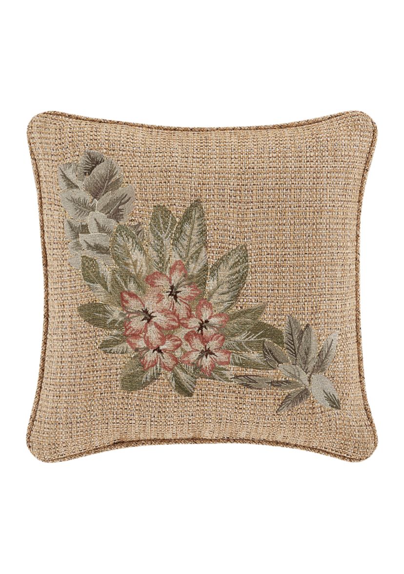 Martinique 18" Square Embellished Decorative Throw Pillow