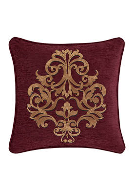 Garnet Red 18 Inch Square Embellished Decorative Throw Pillow