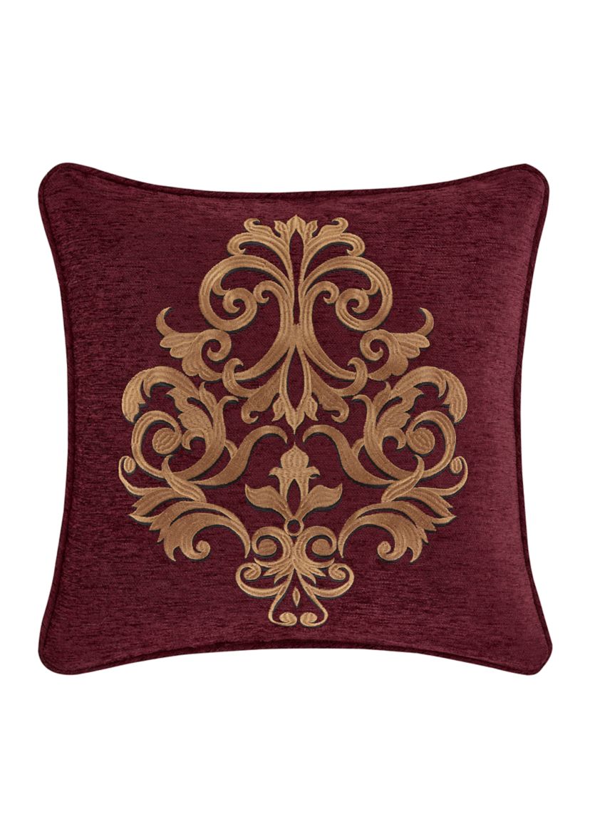 Garnet 18" Square Embellished Decorative Throw Pillow