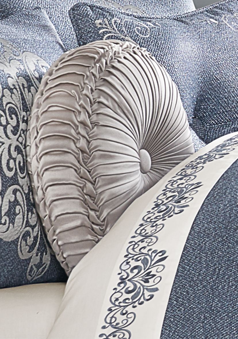 RICHMOND TUFTED ROUND PLLW:13.5 13.5:SILVER