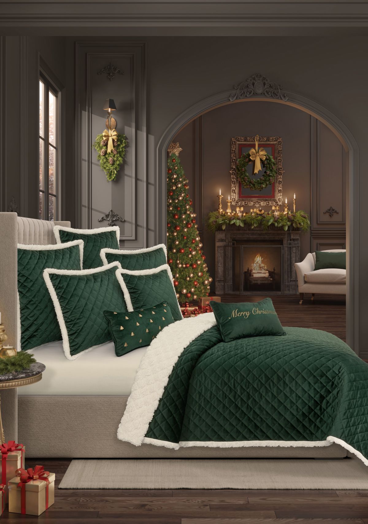 Casey Sherpa 18" Square Quilted Decorative Throw Pillow