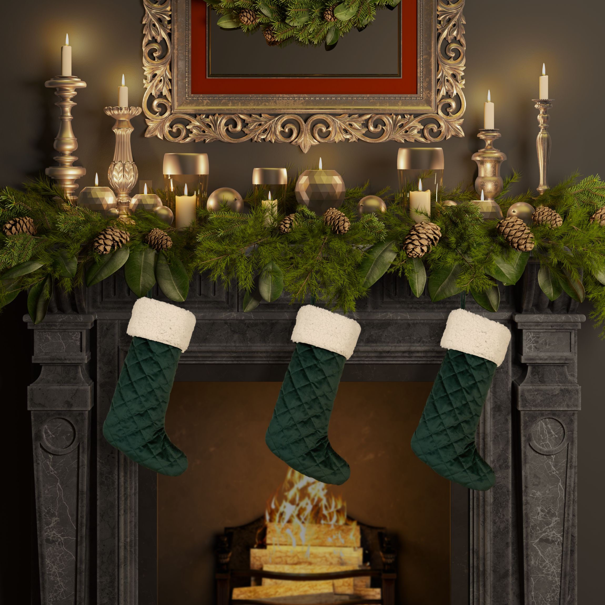 Casey Sherpa Quilted Christmas Stocking