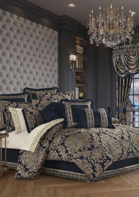 J Queen New York Monte Carlo 4 Piece Comforter Set, Queen - Navy