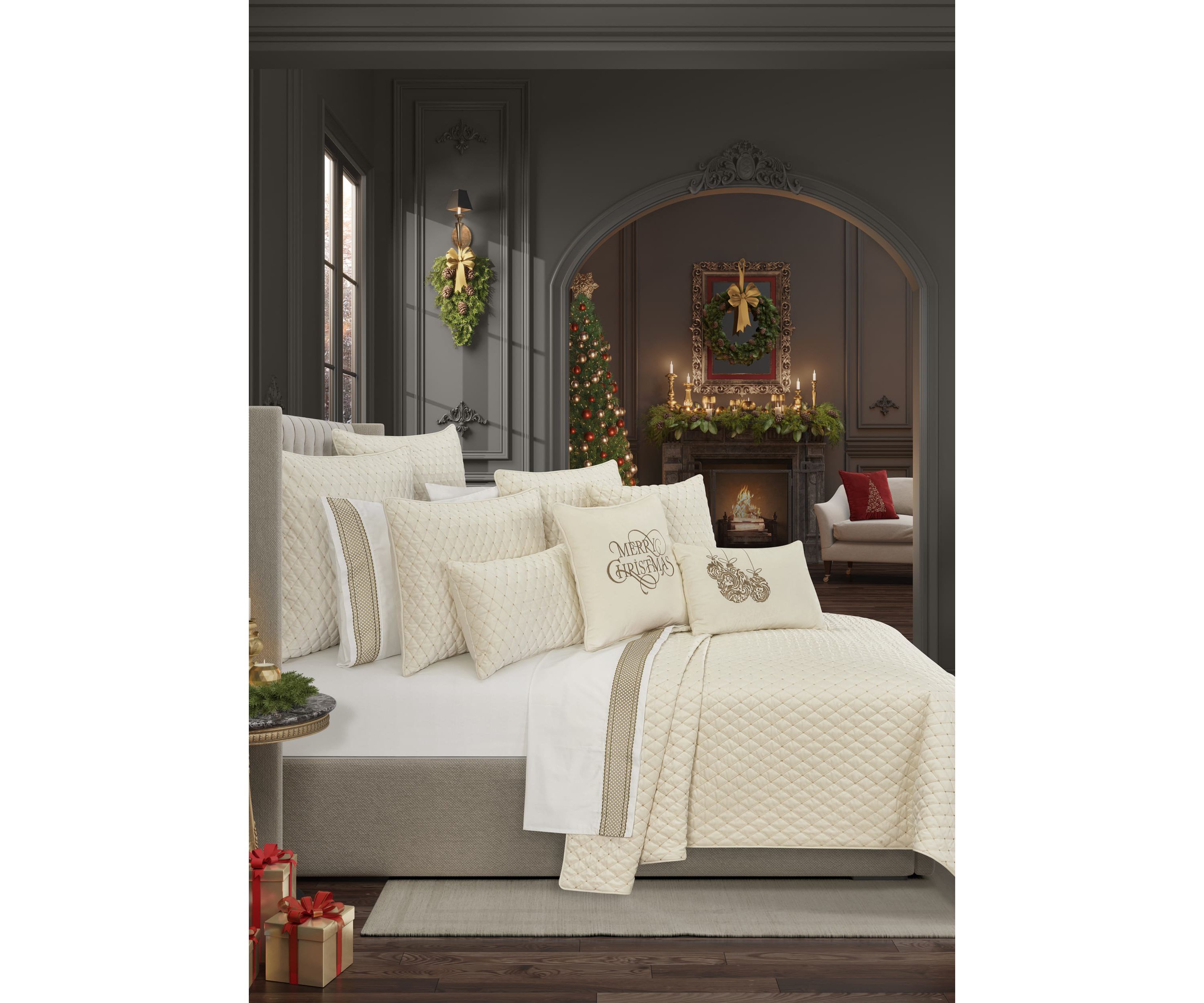 Grandeur Quilted Boudoir Decorative Throw Pillow