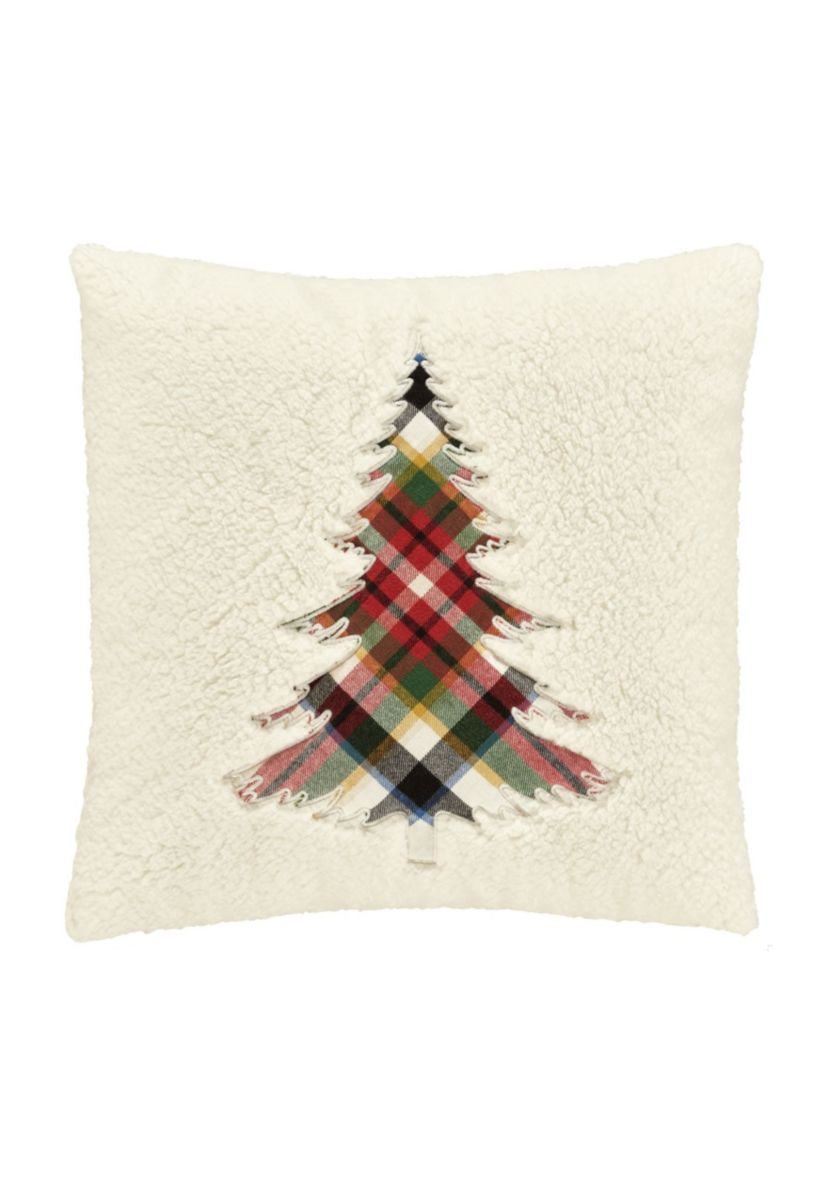Christopher Plaid 20" Square Embellished Decorative Throw Pillow