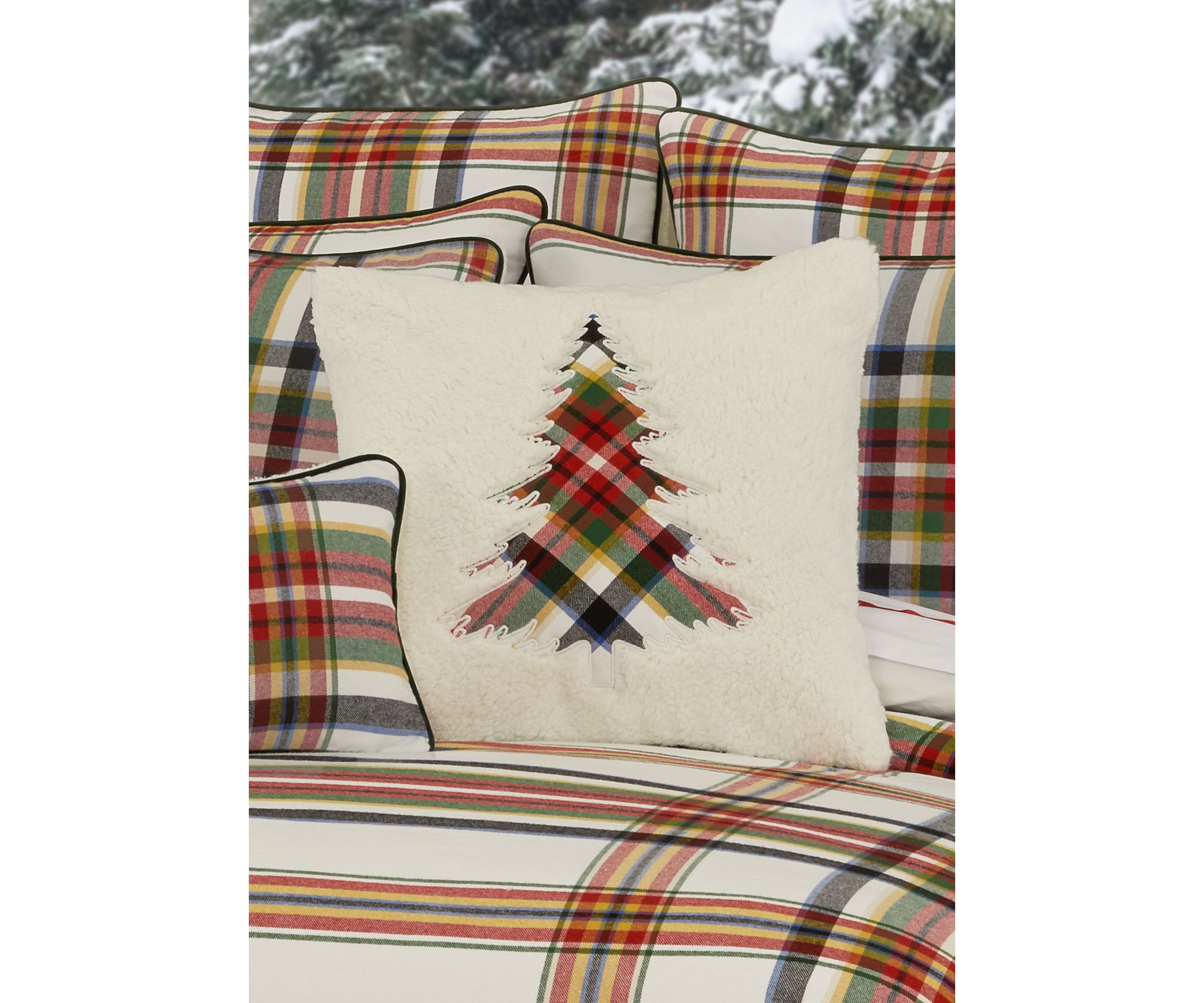 Christopher Plaid 20" Square Embellished Decorative Throw Pillow