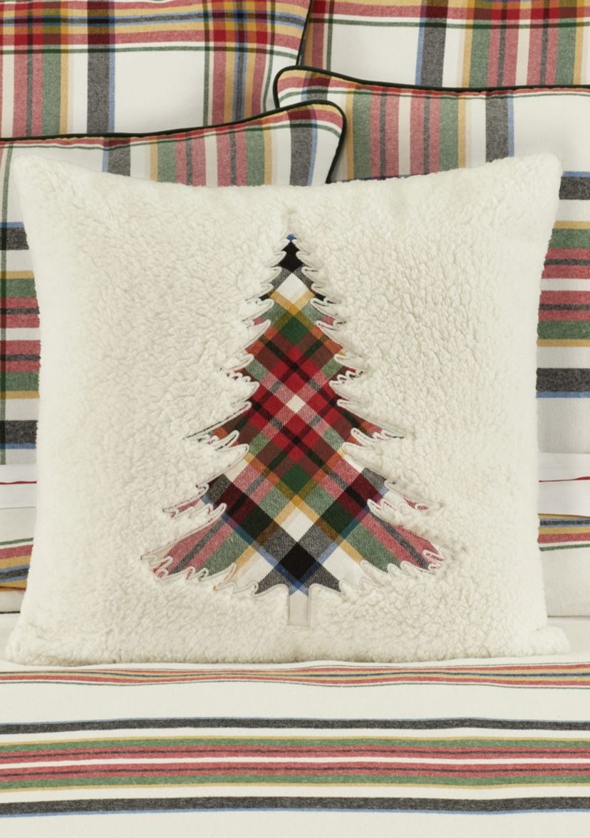 Christopher Plaid 20" Square Embellished Decorative Throw Pillow