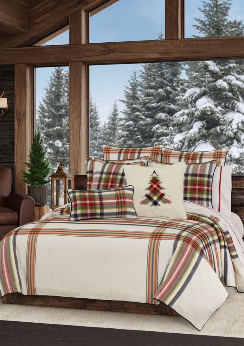Christopher Plaid 20" Square Embellished Decorative Throw Pillow