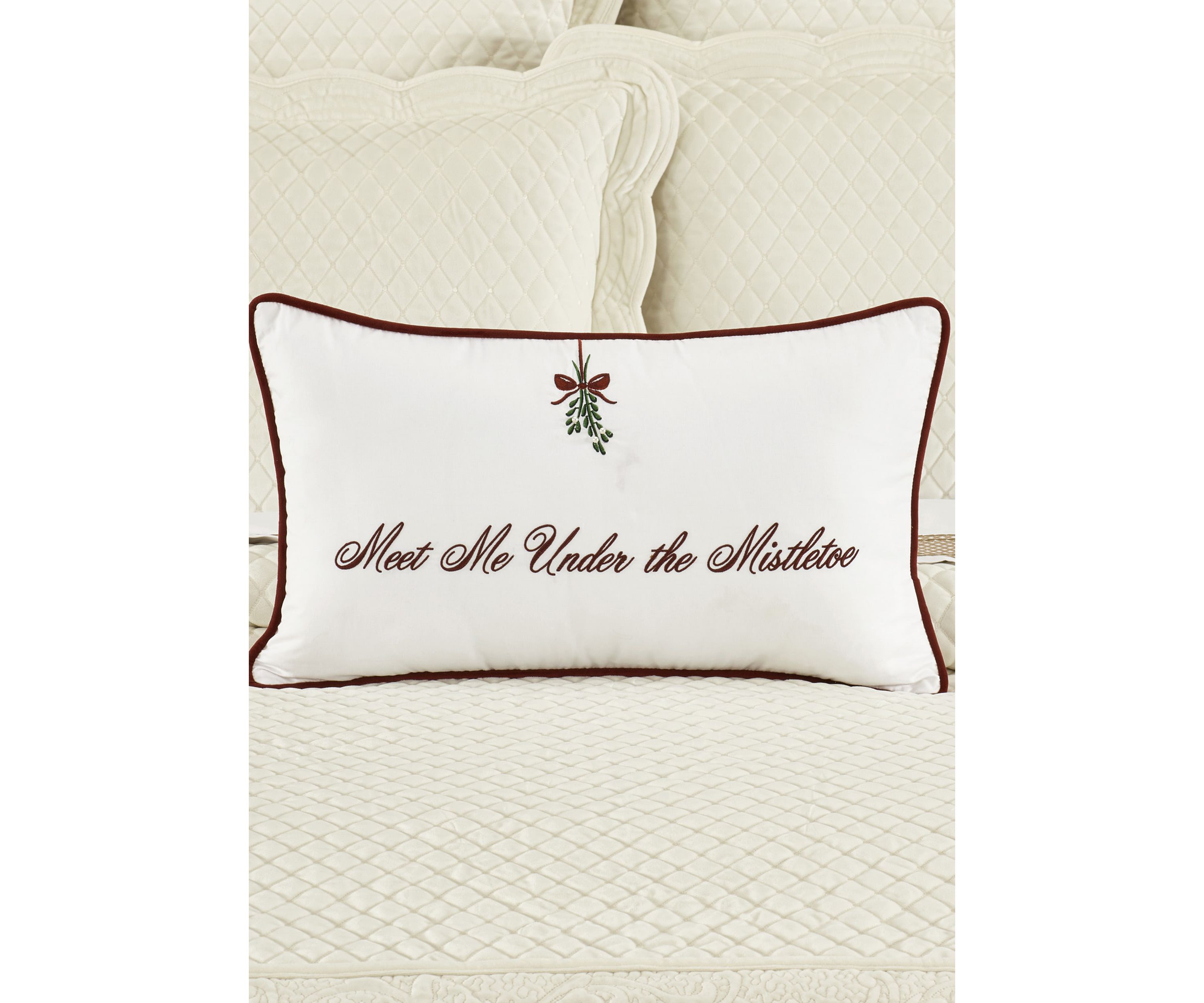 Mistletoe Pillow Boudoir Embellished Decorative Throw Pillow