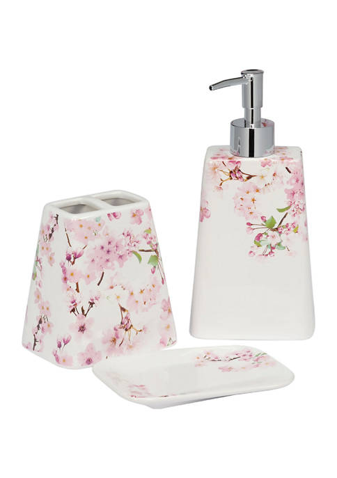 Creative Bath Cherry Blossoms Soap Dispenser, Lotion, and