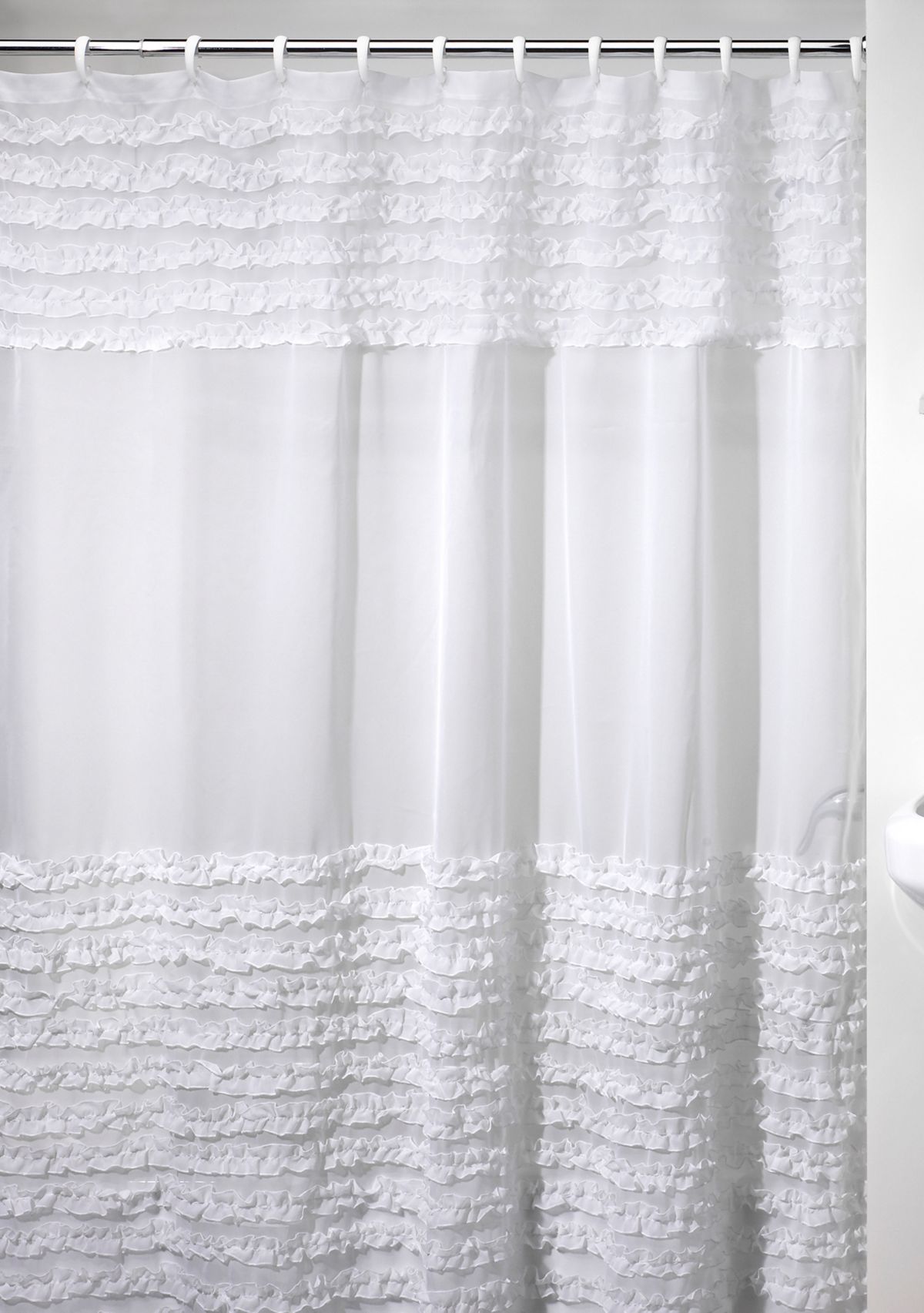 Ruffles White Shower Curtain 72-in. x 72-in.