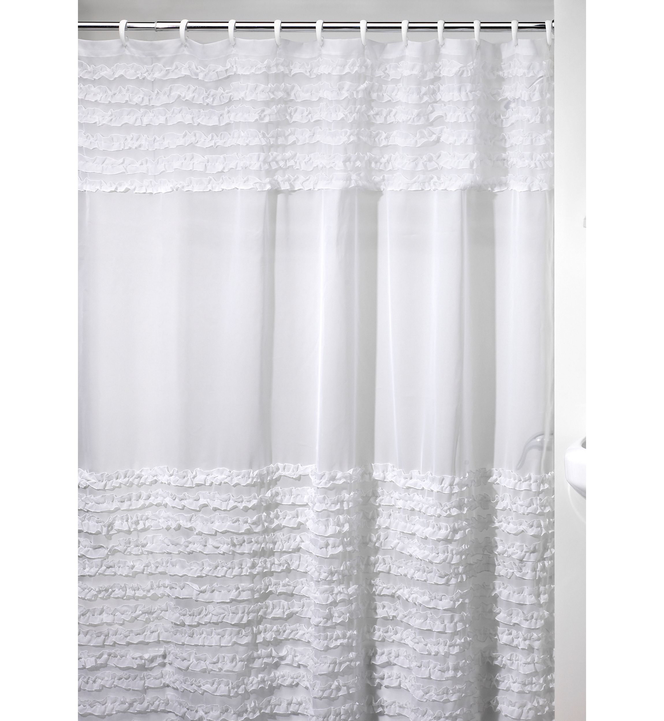 Ruffles White Shower Curtain 72-in. x 72-in.
