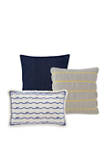 Bayside 16 Inch Square Navy Eyelet Decorative Pillow