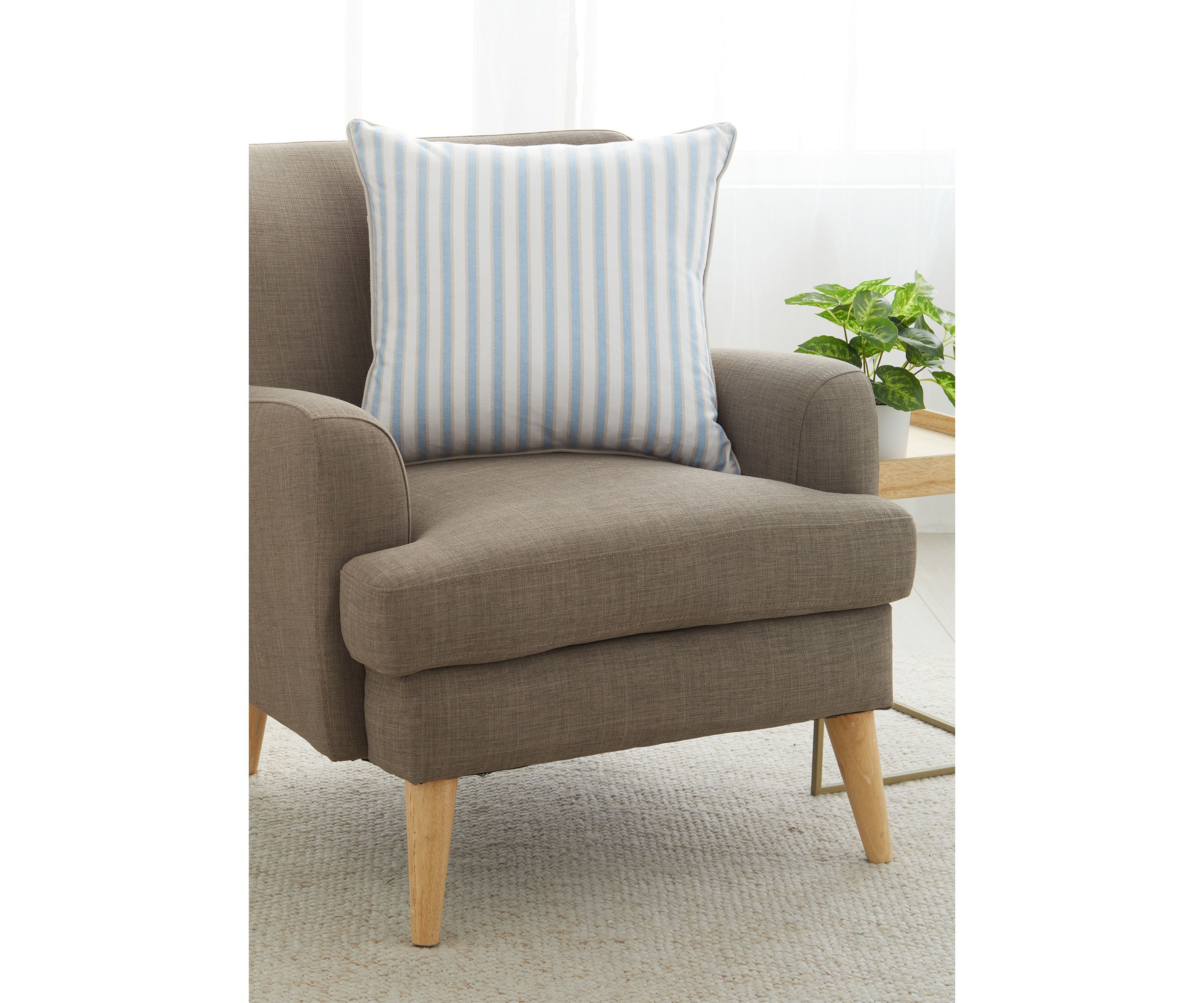  Chambray Stripe Square Blue Decorative Pillow
