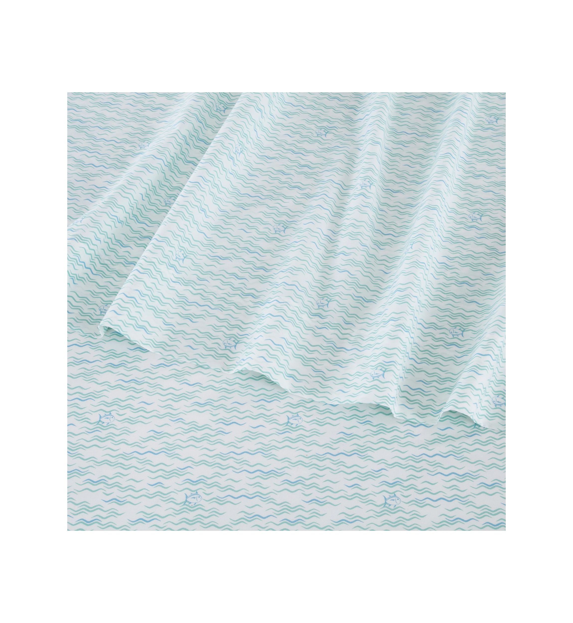 Southern Tide Waves and Skips Queen Aqua Sheet Set