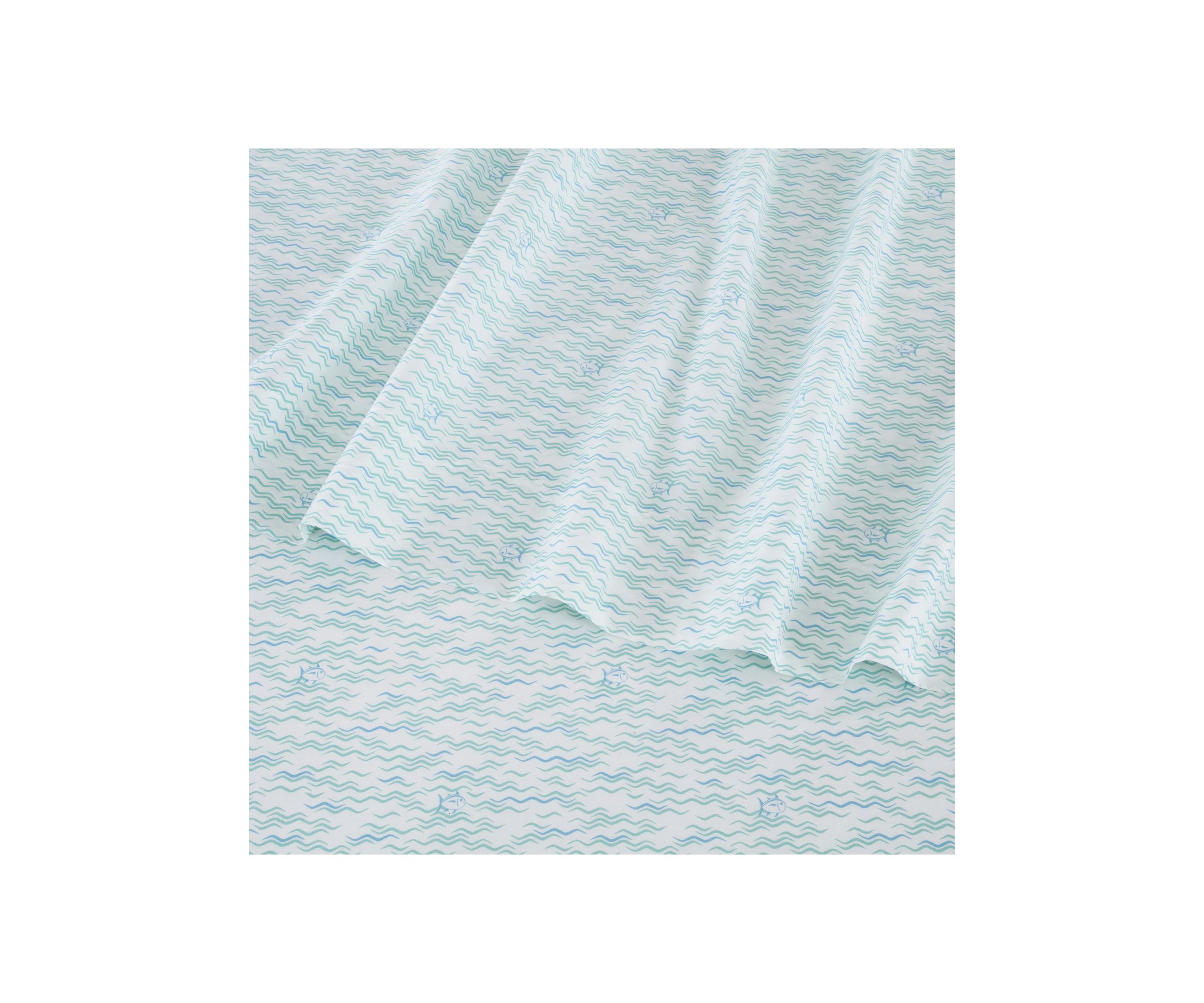 Southern Tide Waves and Skips Queen Aqua Sheet Set