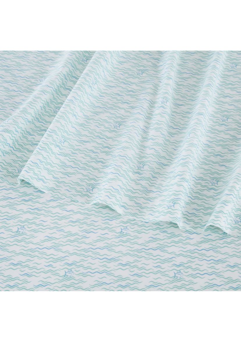 Southern Tide Waves and Skips Queen Aqua Sheet Set