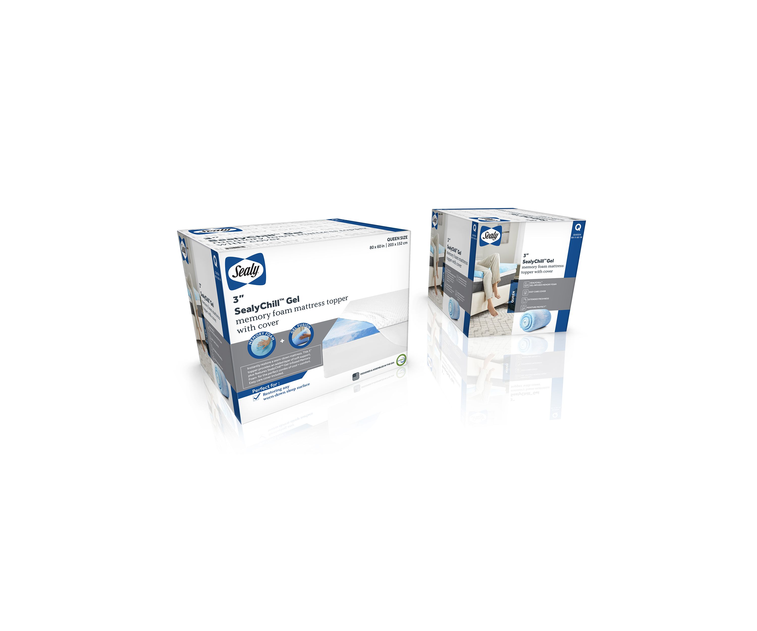 3 Inch SealyChill™ Gel Memory Foam Mattress Topper with Cover