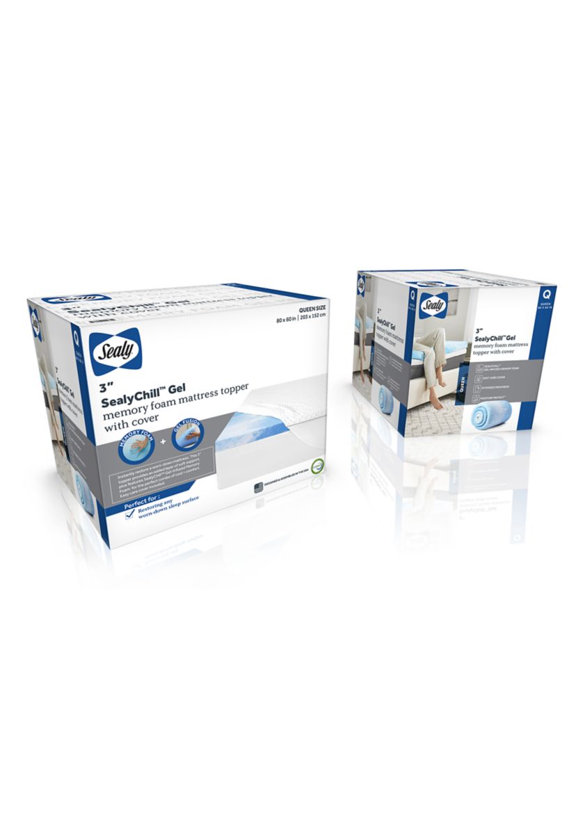 3 Inch SealyChill™ Gel Memory Foam Mattress Topper with Cover