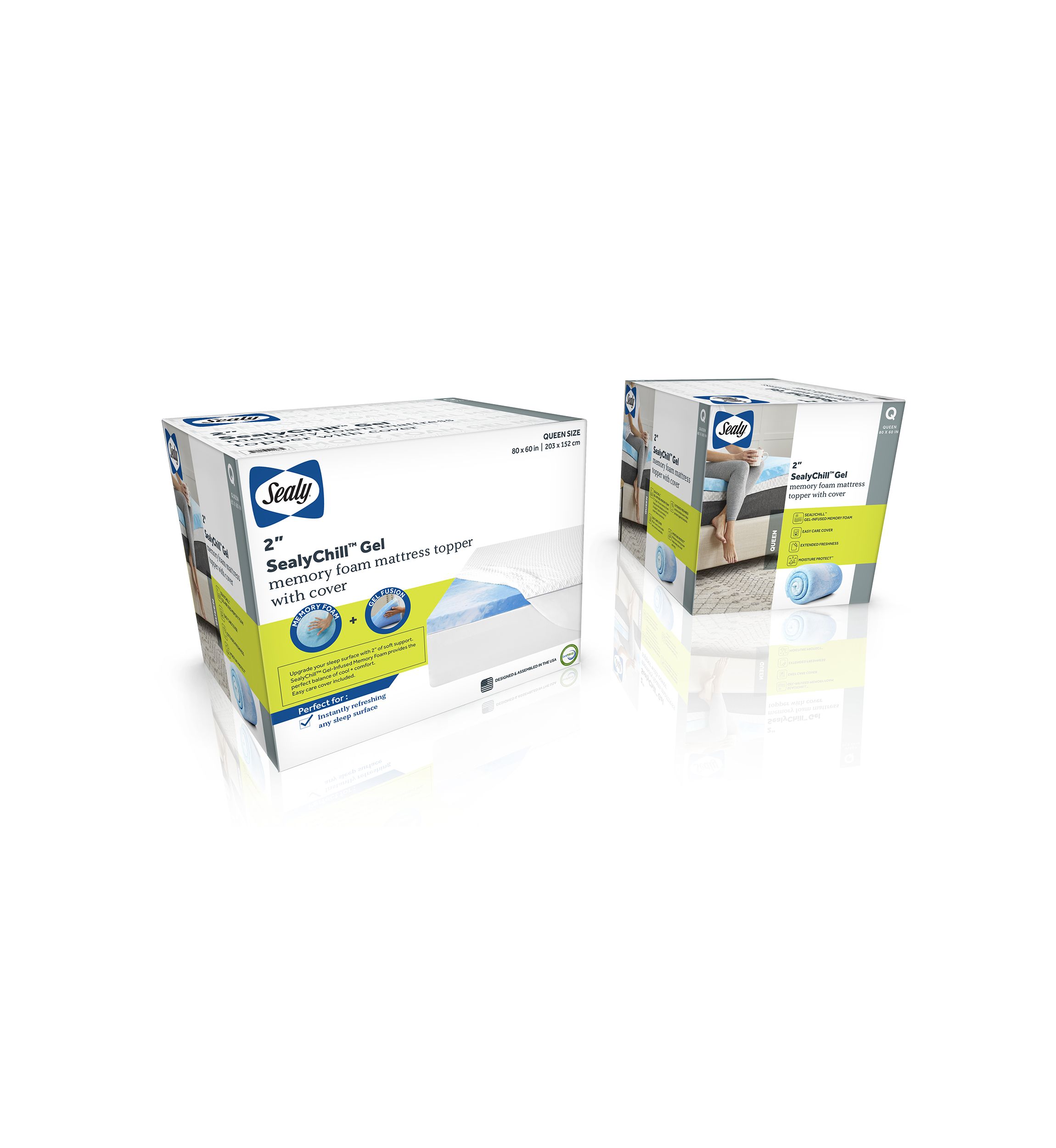 2 Inch SealyChill™ Gel Memory Foam Mattress Topper with Cover