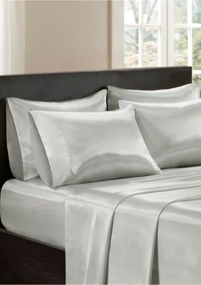 Madison Park Essentials Satin Luxury Sheet Set, Grey, Twin