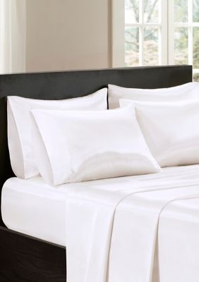 Madison Park Essentials Satin Luxury Sheet Set, White, California King