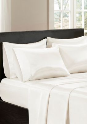 Madison Park Essentials Satin Luxury Sheet Set, Ivory, Twin