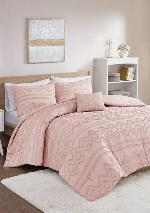 Intelligent Design Annie Solid Clipped Jacquard Comforter Set