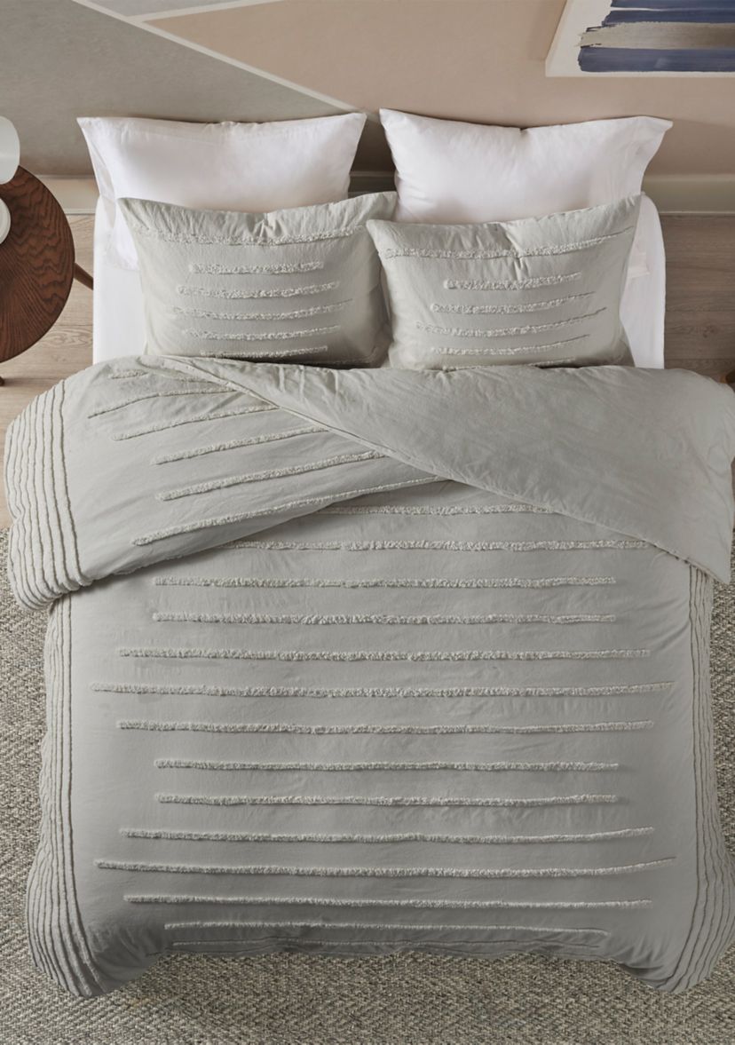 Mercer 3 Piece Cotton Chenille Duvet Cover Set